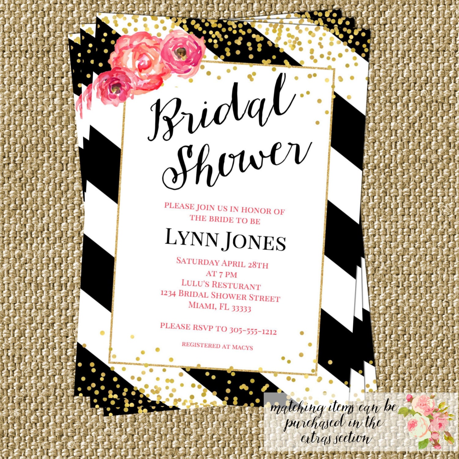 Gold Confetti Glitter Bridal Shower Invitation