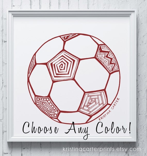 soccer ball Art Print-Zentangle-boys room-sports-girls-intricate sketch ...