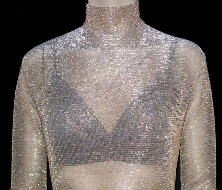 Sheer Nude Mesh with Gold & Silver Metallic Unitard by NinaCorrea