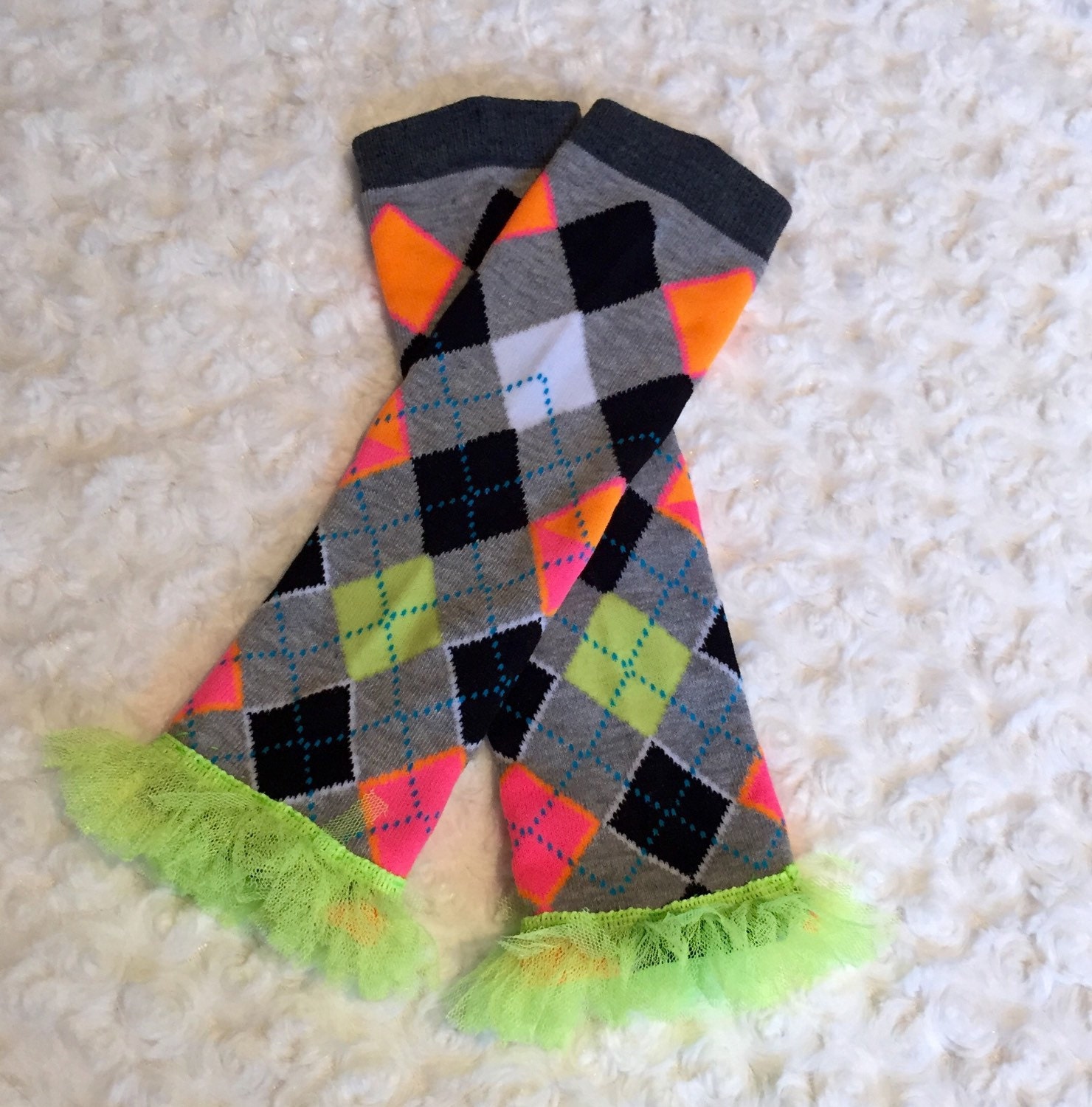FLASH SALE Neon Argyle Baby Leg Warmers