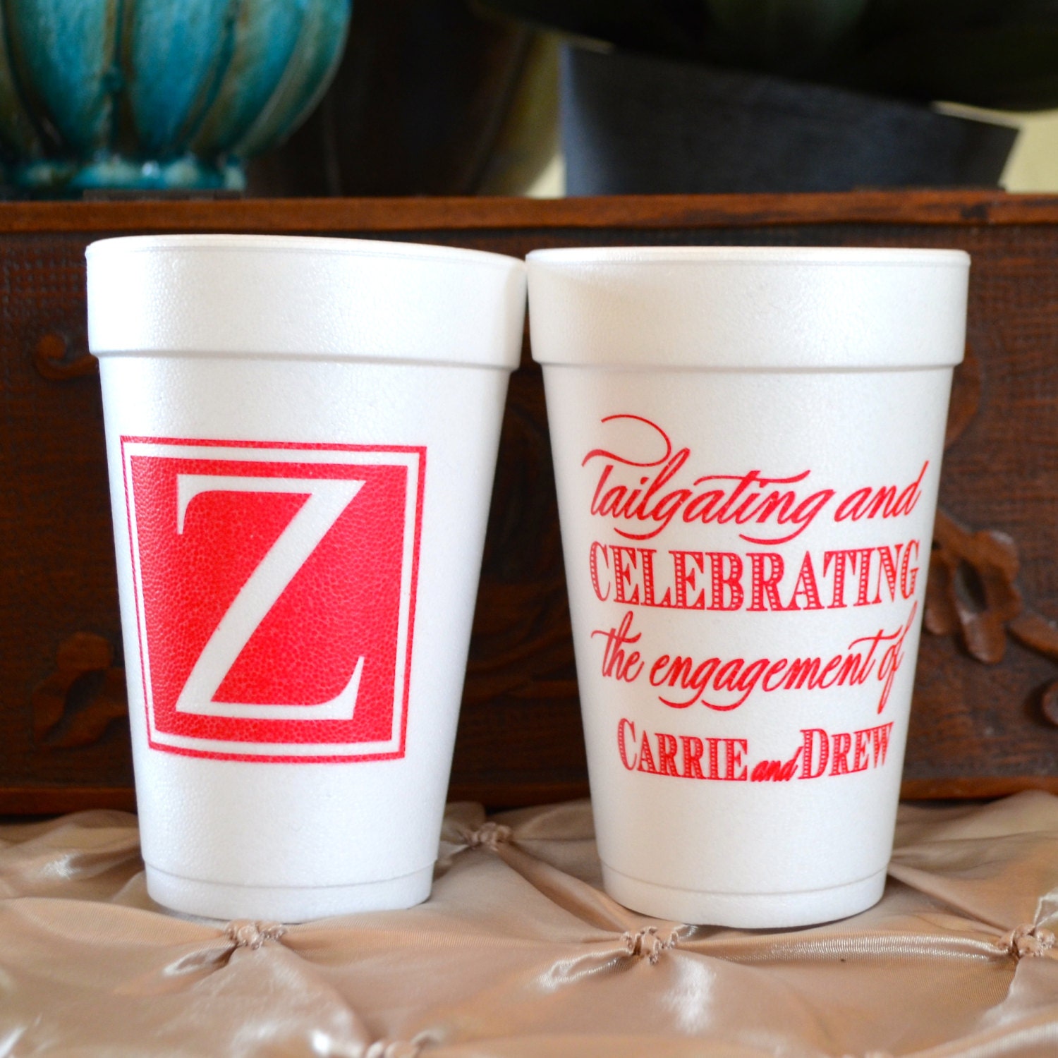 100 Personalized Foam Party Cups Monogrammed Styrofoam Cups