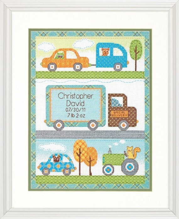 Counted Cross Stitch KIT Baby Boy Birth Record Dimensions