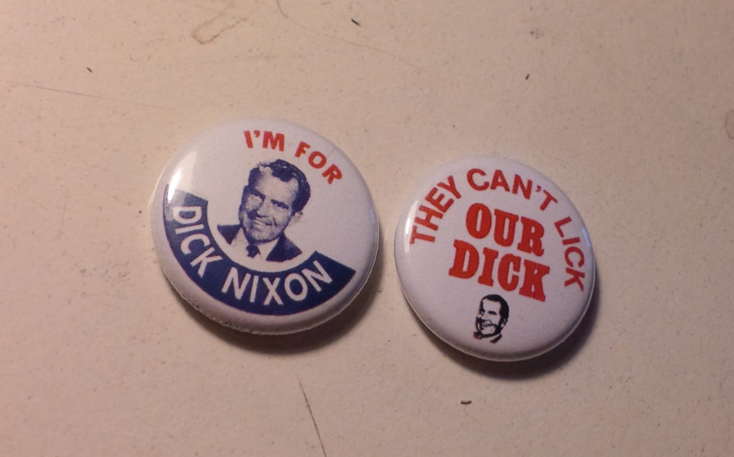 Richard Nixon Genuine Imitation Campaign Buttons 
