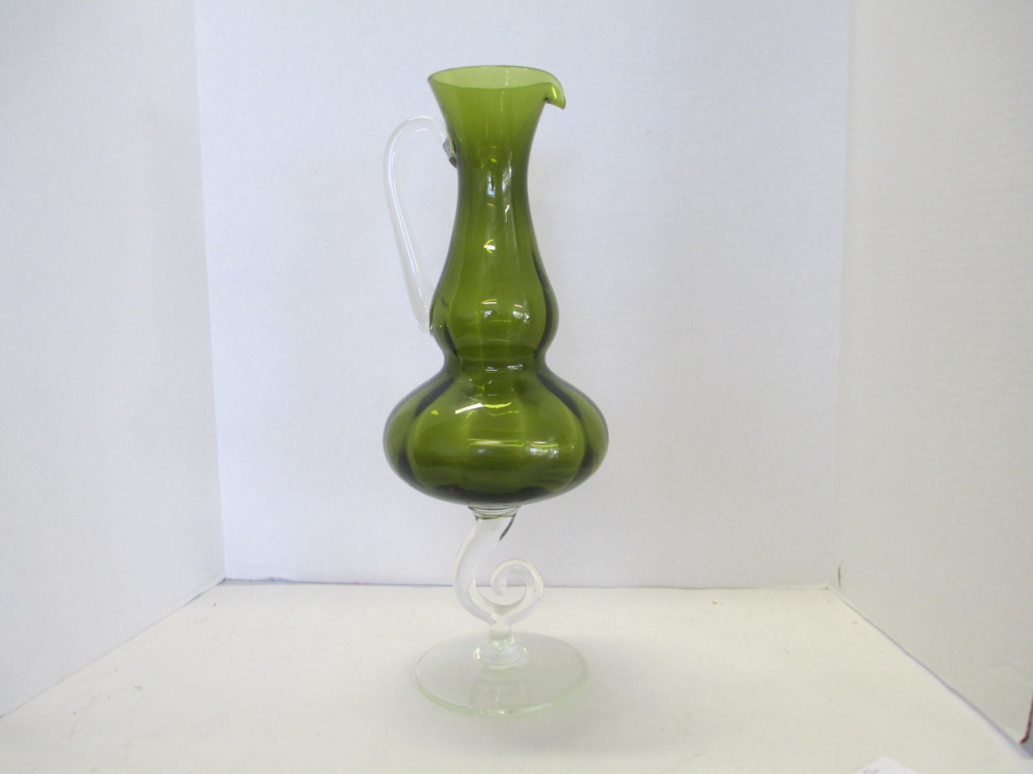 Tall floral Green Flower Glass Vase