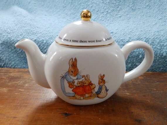 Beatrix Potter Peter Rabbit Ceramic Teapot Planter Vase Cookie