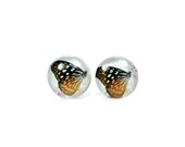 BUTTERFLY stud earrings, silver sterling earrings, spring earrings, animal pattern earrings, brown earrings, mini earrings