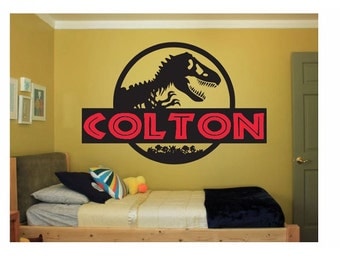 Dinosaur Name Wall Decal Sticker Large kids bedroom big fun Jurassic Park jurassic world boy or girl name large disney play big any letters