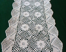 crochet Table table Cloth  Tray etsy Crocheted table runner Crochet topper Runner crochet ecru