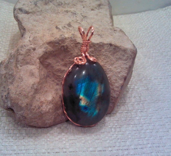 Labradorite Copper Wire Wrap Pendant Pw126