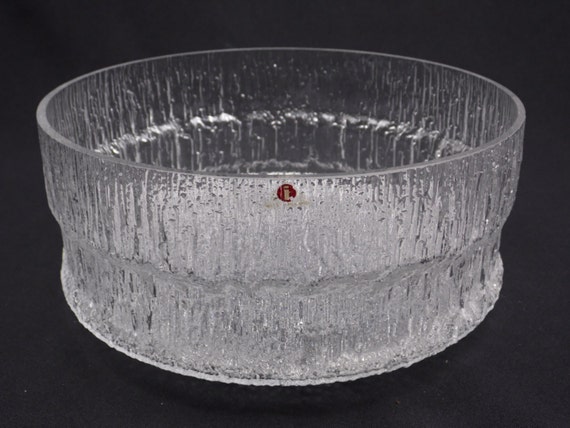 Iittala 'Paadar' textured glass fruit bowl by Tapio