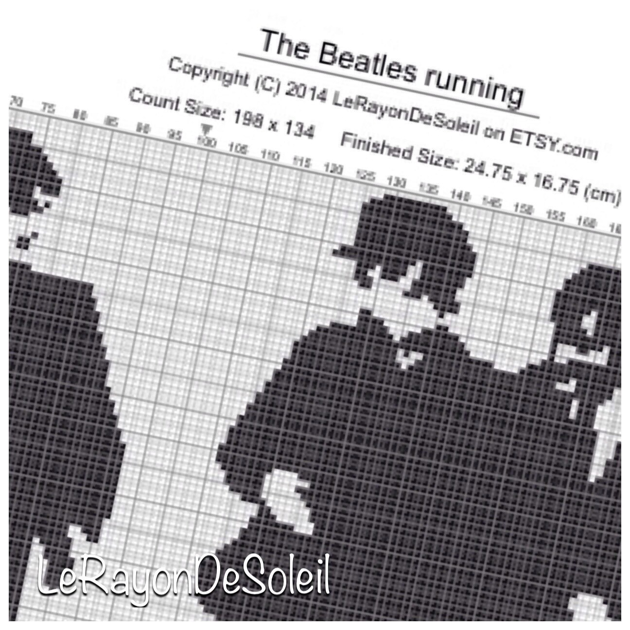 The Beatles running jumping cross stitch pattern The Beatles