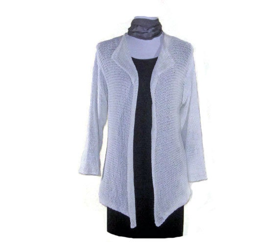 HAND KNIT JACKET White Knit Jacket Hand knit sweater womens