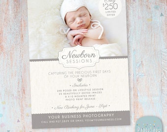 Photography Marketing Board - Newborn Mini Sessions Photoshop Template - IN001- INSTANT DOWNLOAD