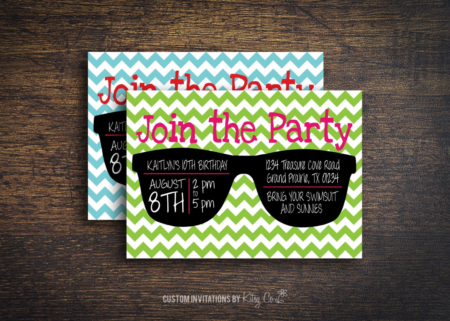 Summer Sunglasses Invitation Kids Birthday Printable