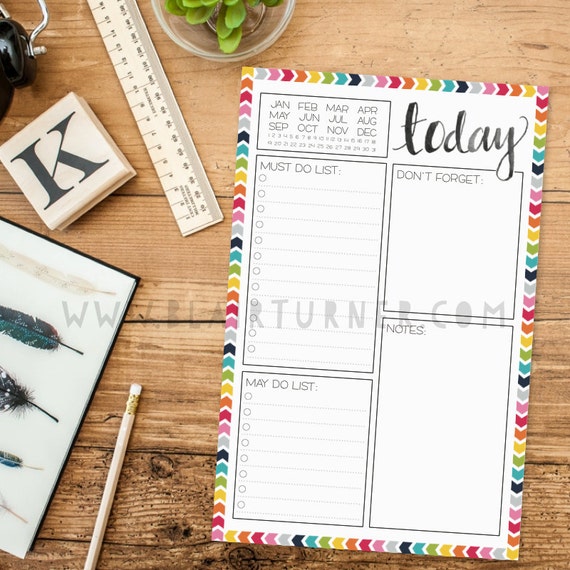 Daily Planner Notepad Rainbow Chevron