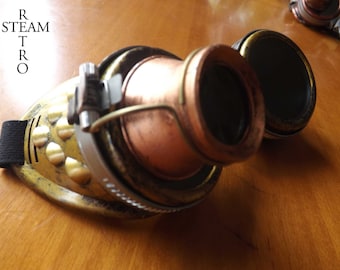 10% off sale17 bronze steampunk goggles with loupe mad scientist cyber goggles burning man steampunk accessories - Christmas steampunk gift