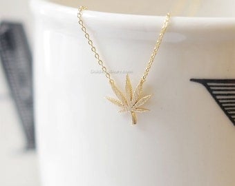 Gold marijuana leaf necklace, Gold cannabis leaf necklace, Gold Pot Necklace, wedding gifts, bridesmaid gifts, gift ideas, birthday gifts