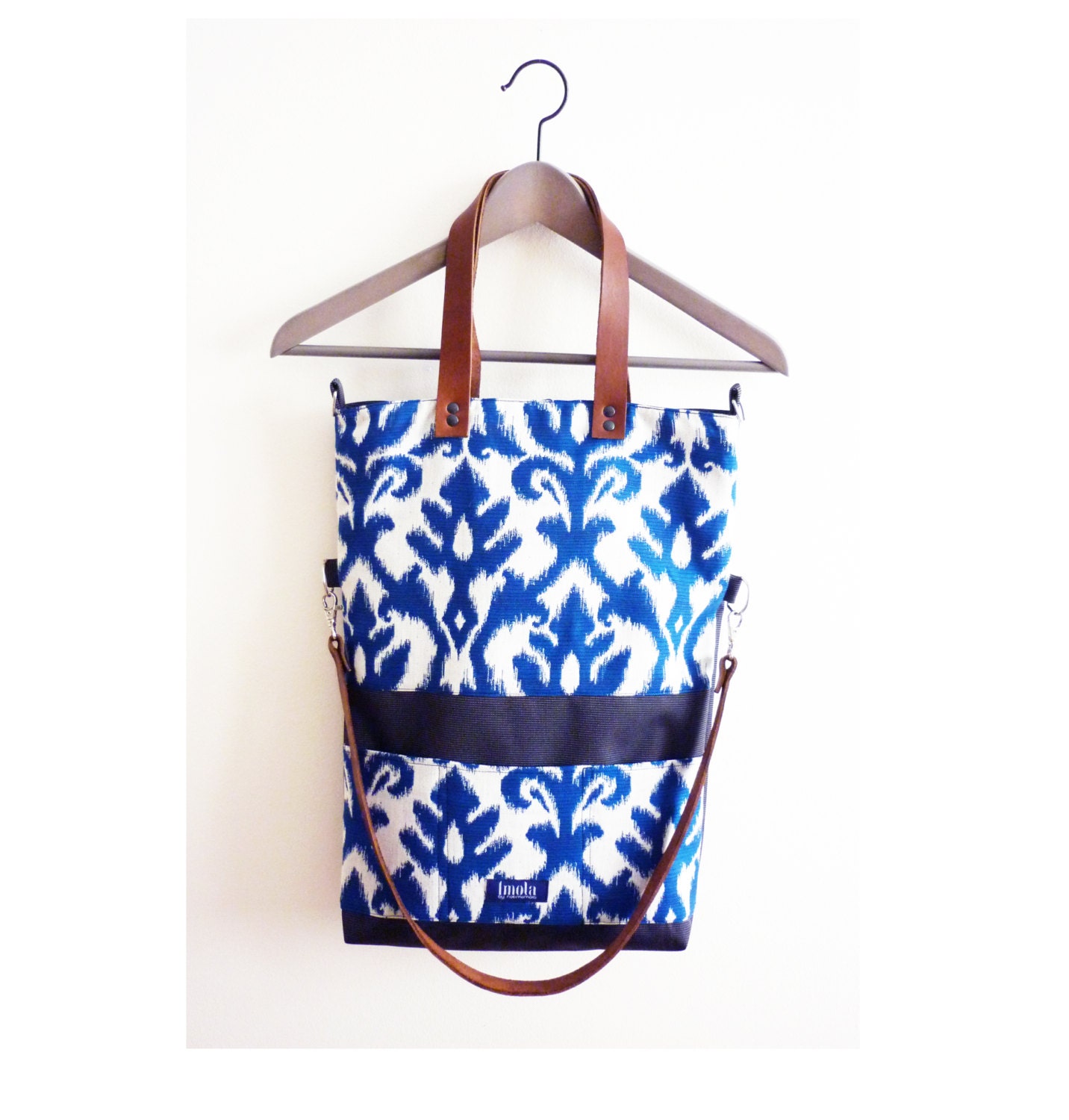 Large fold over canvas tote bag shopping bag casual fold over