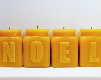 NOEL Christmas Candle Set, Beeswax Candles,  Holiday Home Decor