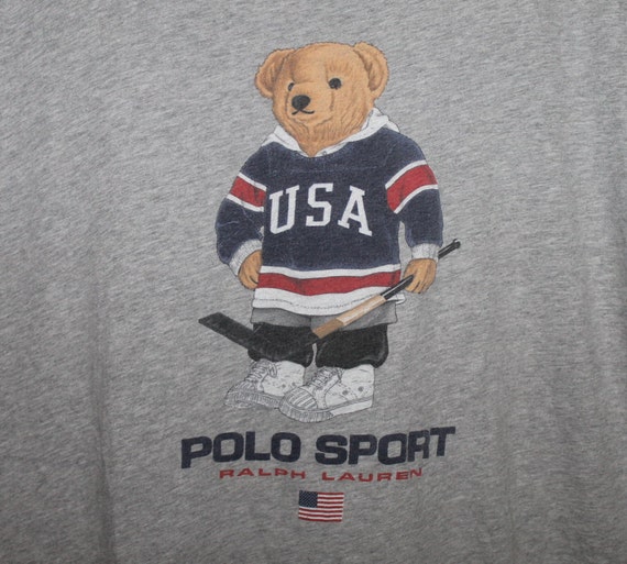 Vintage Polo Sport Ralph Lauren Bear Hockey USA by 1ndovintage1
