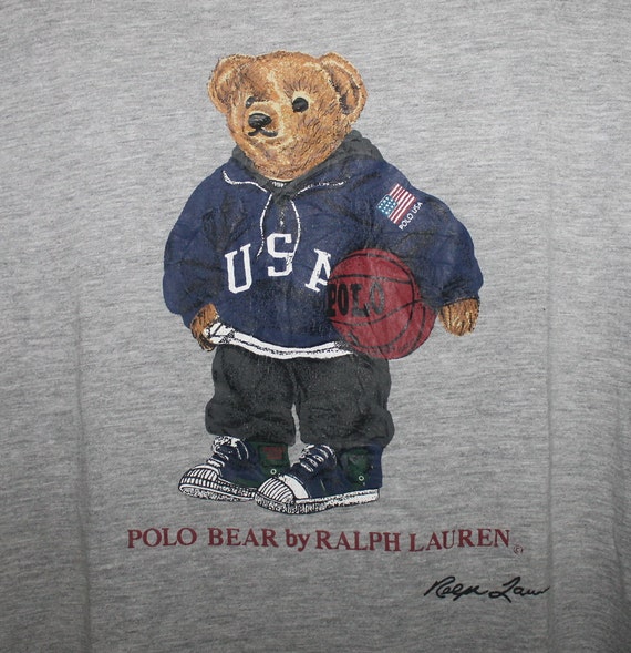 Vintage Polo Bear Basket USA Ralph Lauren T-Shirt Stadium