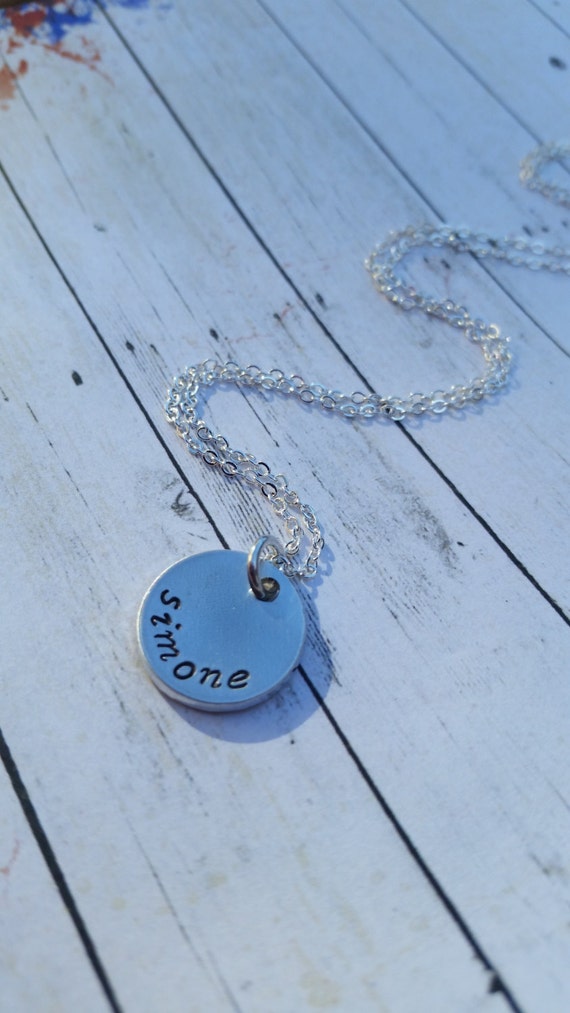 small circle disc necklace with name name jewelry small disc