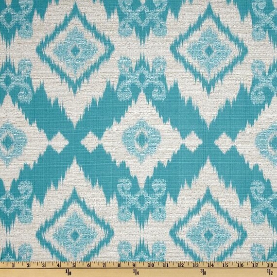 Outdoor Fabric by the Yard Blue Fabric Ikat by MyFabricStudio
