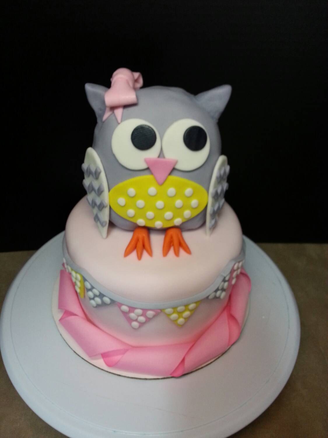 Handmade Fondant Owl Cake Topper