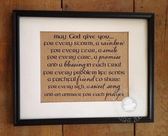 Irish Blessing May God Give You Burlap Print St