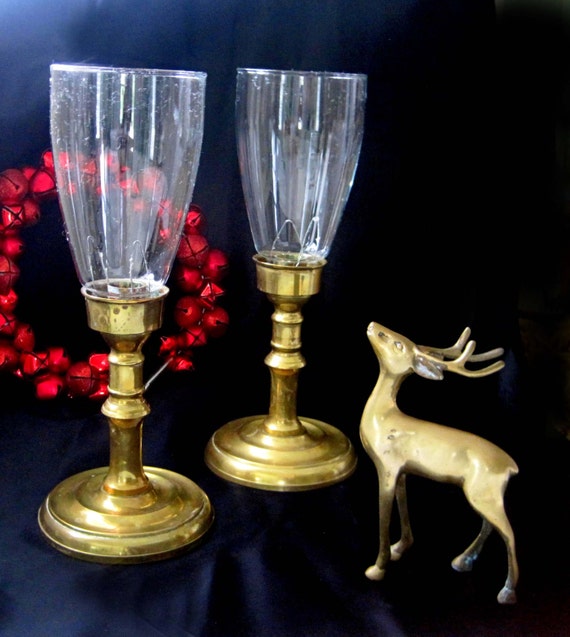 Brass Candle Holders, Glass Hurricane Lanterns, Rustic, Porch/Patio