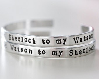 Sherlock and Watson Cuff Bracelet Set, You're the Sherlock to my Watson, You're the Watson to my Sherlock, Friendship Bracelets