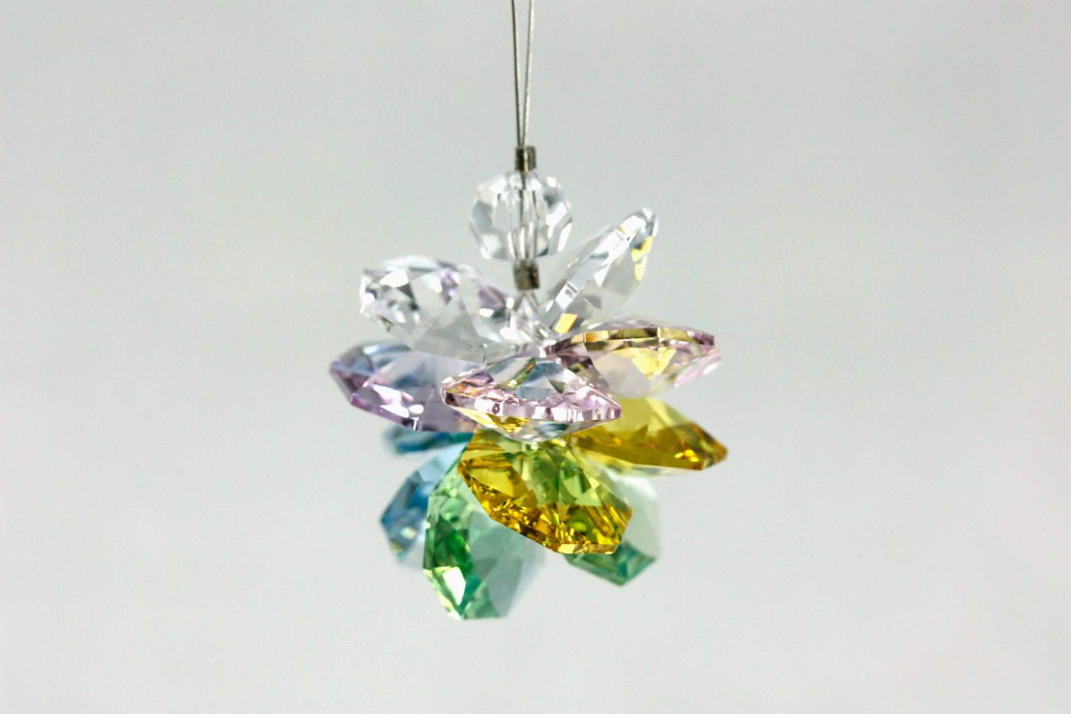 Swarovski Cluster Sun Catcher, Handmade Ornament, Swarovski Ornament, Swarovski Sun Catcher, Pastel, Green, Blue, Yellow