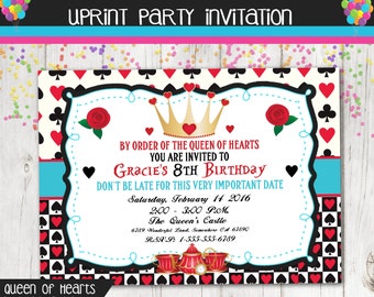 Queen of Hearts Birthday Party Printable Invitation