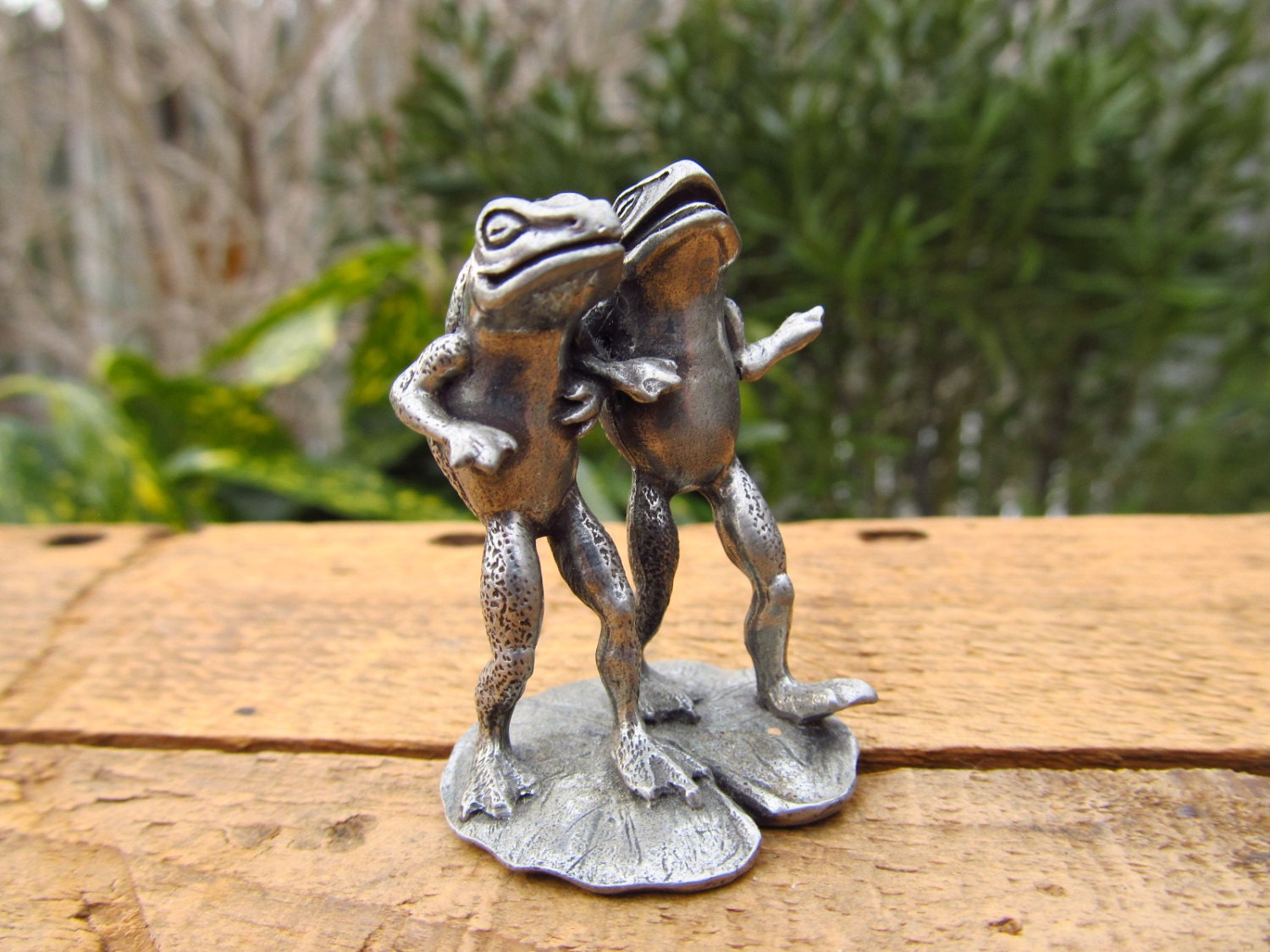 pewter frog figurine