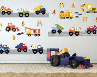 Construction Trucks Wall Decal - Transportation Decals - Truck Decals