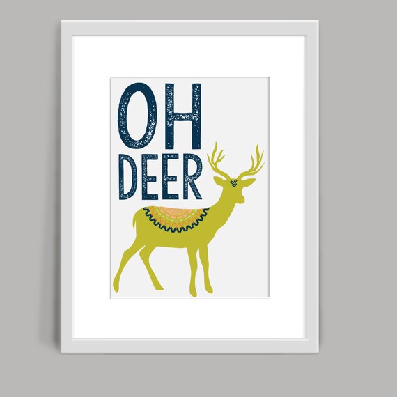Wall Art Quote Print Oh Deer animal wall by LittleBirdPrinting