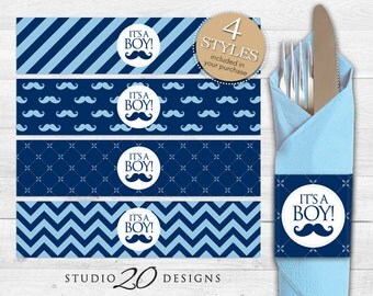 Instant Download Blue Elephant Napkin Rings Printable