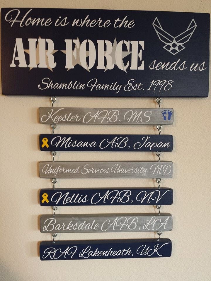 Home is Where the Air Force Sends Us Est. sign Air Force
