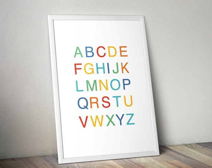 Alphabet Art, Nursery Art, Helvetica Poster, Nursery Decor, Kids Wall Art