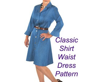 Priscilla Dress Sewing Pattern, Shirt Waist Dress Pattern, BSS157
