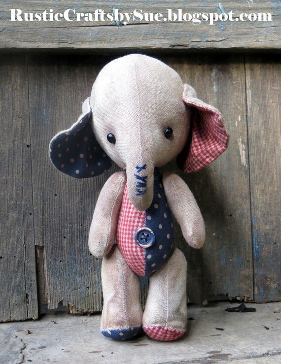 Primitive Elephant-Teddy Elephant-Vintage Toy Elephant-Johny the Elephant