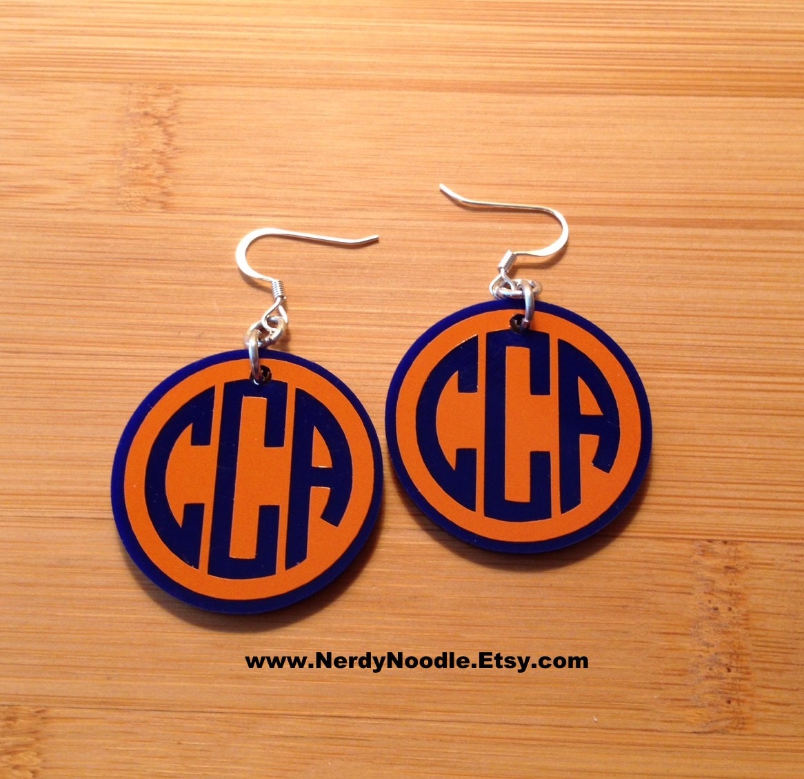 Monogram Earrings Monogram Acrylic Earrings by NerdyNoodle on Etsy