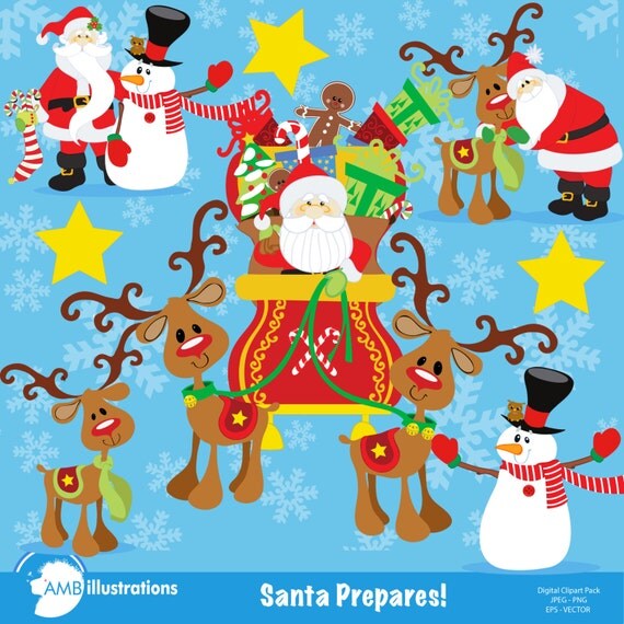 Santa Claus clipart, christmas clipart package, vector graphics, digital clipart, instant download, AMB-508 Il_570xn