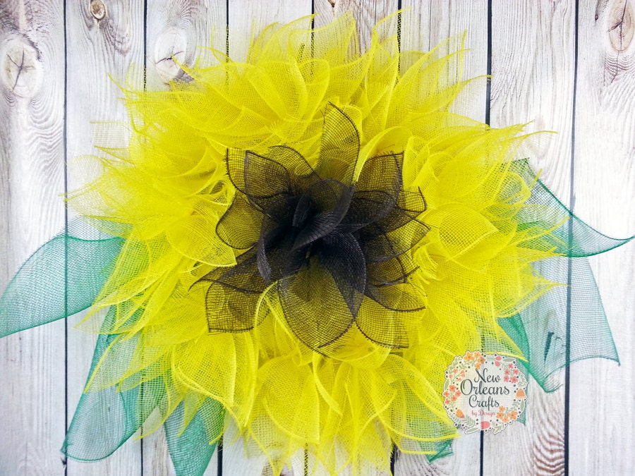 Sunflower Deco Mesh Wreath by NOLACraftsbyDesign on Etsy