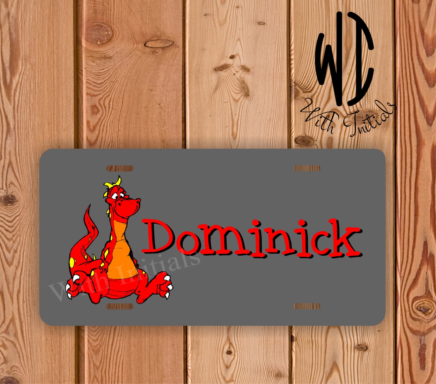 Personalized Mini License Plate with name. Dragon by WithInitials