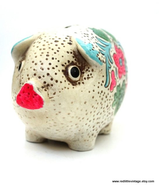 Ceramic Piggy Bank Large Piggy Bank Girls Room Decor