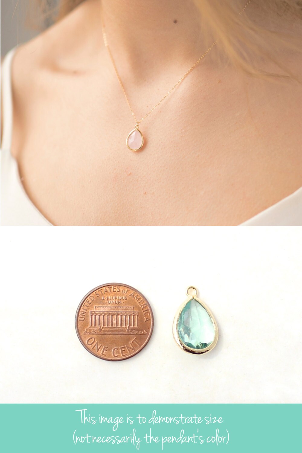 Prasiolite / Gold Teardrop Necklace Erinite Bridesmaid