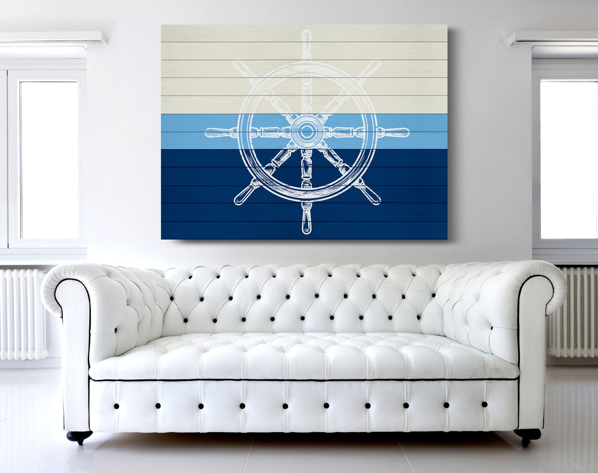 Nautical Canvas Print Nautical Wheel Art Sailing Canvas