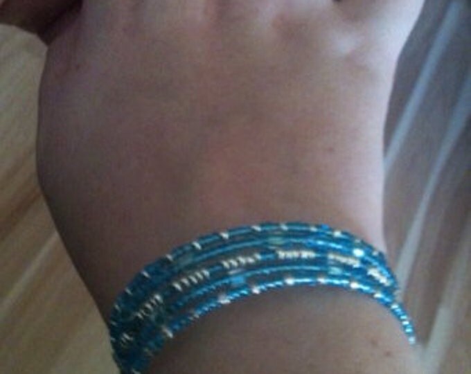 CLEARANCE! blue memory wire cuff bracelet