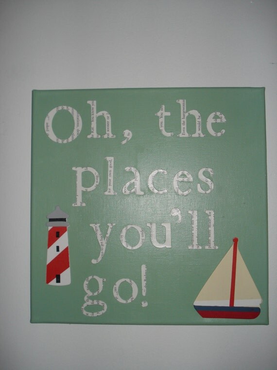 Oh the places you'll go 12x12 Nursery Sign by PhillipsRoad